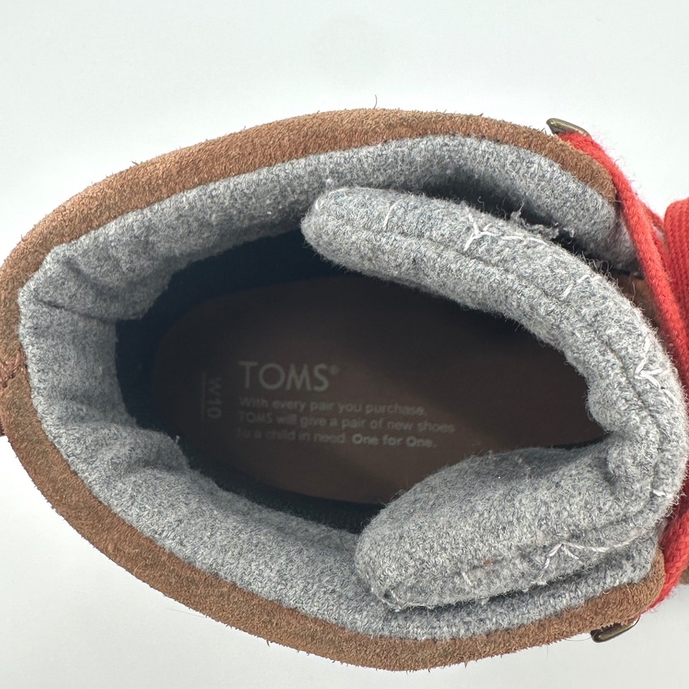 TOMS Mesa Hiking Boots Brown Grey Orange Lace Up Womens Size 10 - Picture 9 of 12